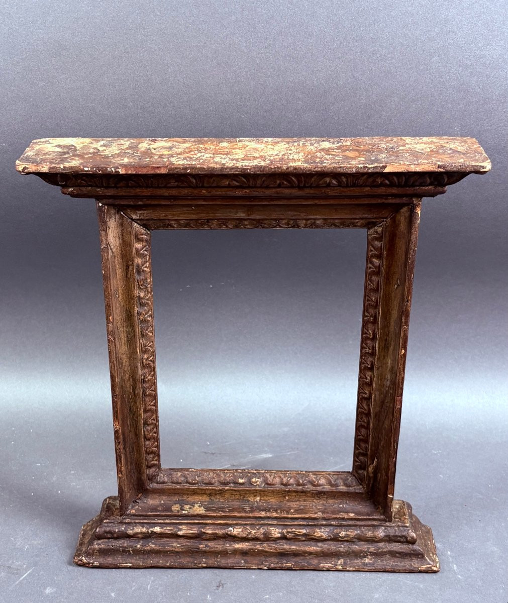 Cornice Italiana a Tabernacolo Legno Dorato XVIII secolo-photo-1