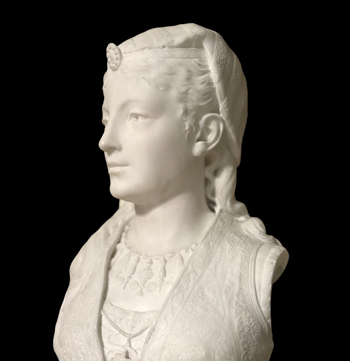 Zacharie RIMBEZ - Busto Orientalista in Marmo di Armida XIX secolo-photo-2