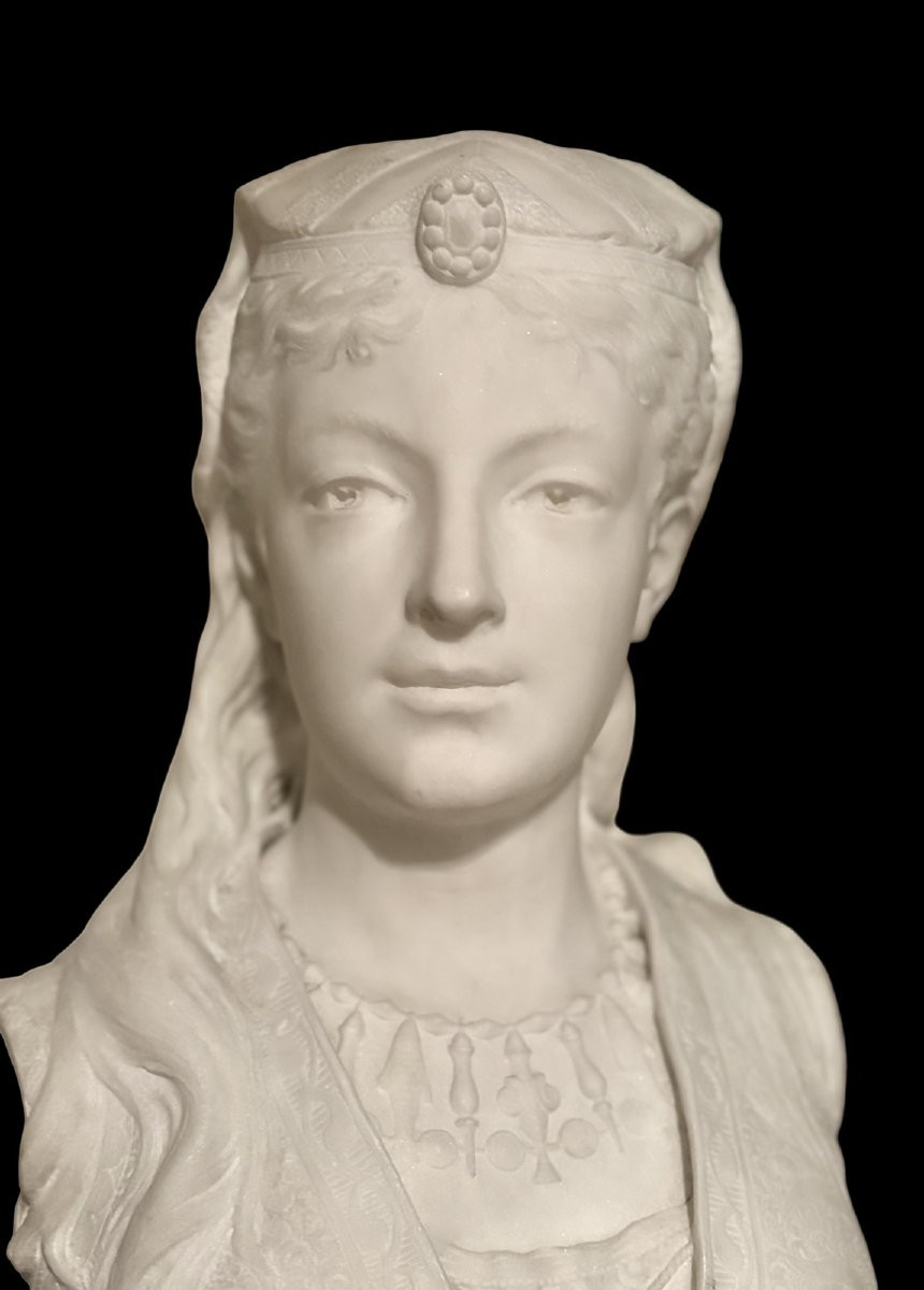 Zacharie RIMBEZ - Busto Orientalista in Marmo di Armida XIX secolo-photo-3