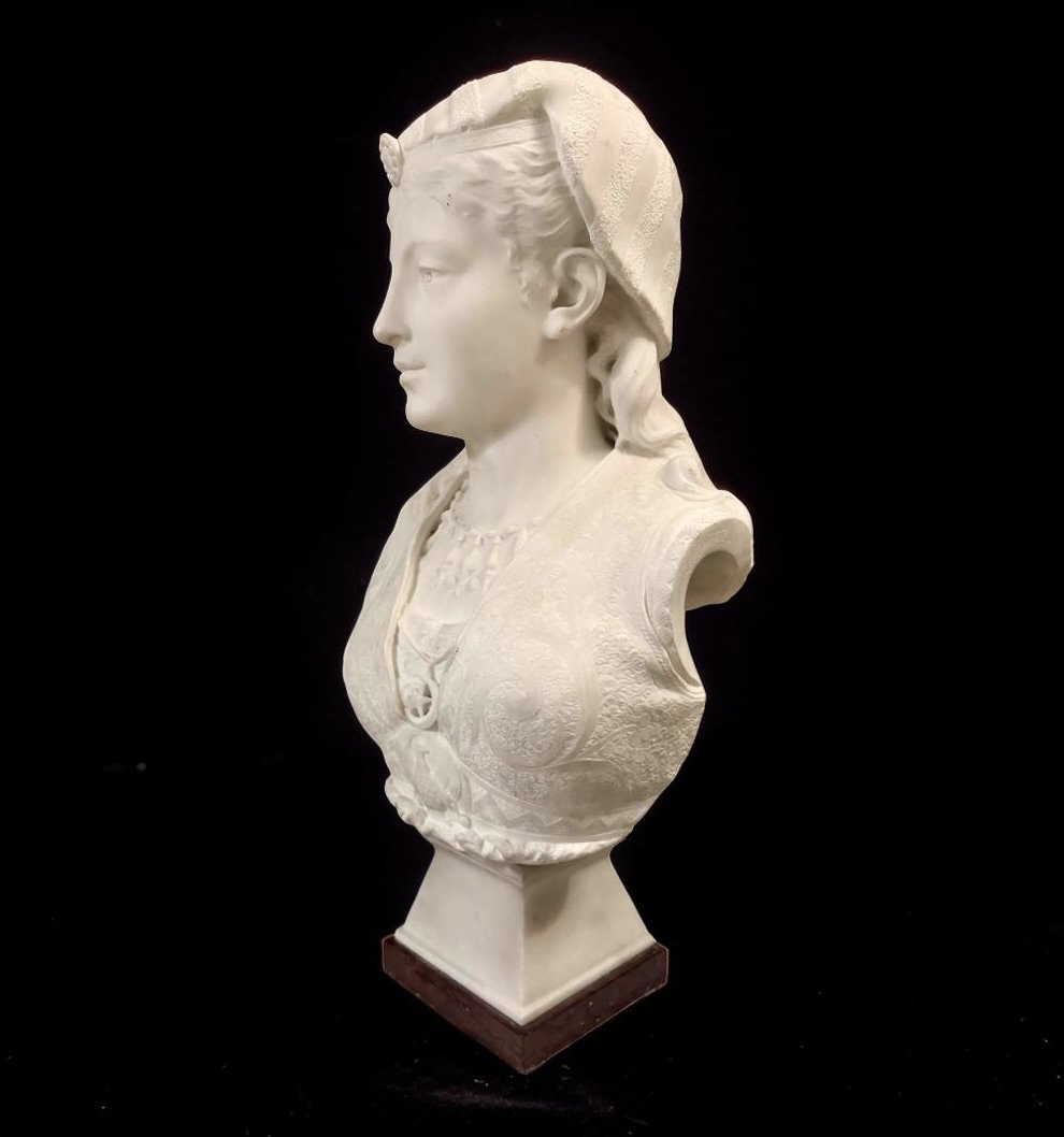 Zacharie RIMBEZ - Busto Orientalista in Marmo di Armida XIX secolo-photo-3