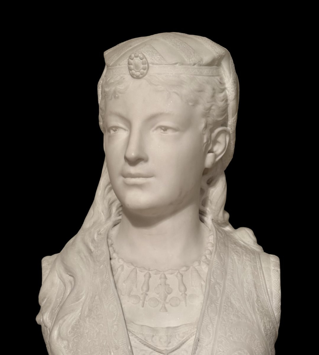 Zacharie RIMBEZ - Busto Orientalista in Marmo di Armida XIX secolo-photo-5