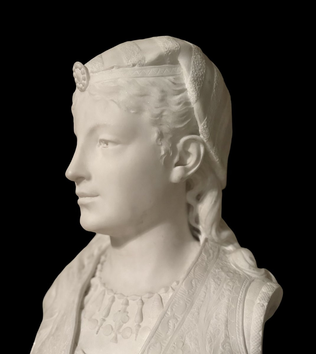 Zacharie RIMBEZ - Busto Orientalista in Marmo di Armida XIX secolo-photo-6