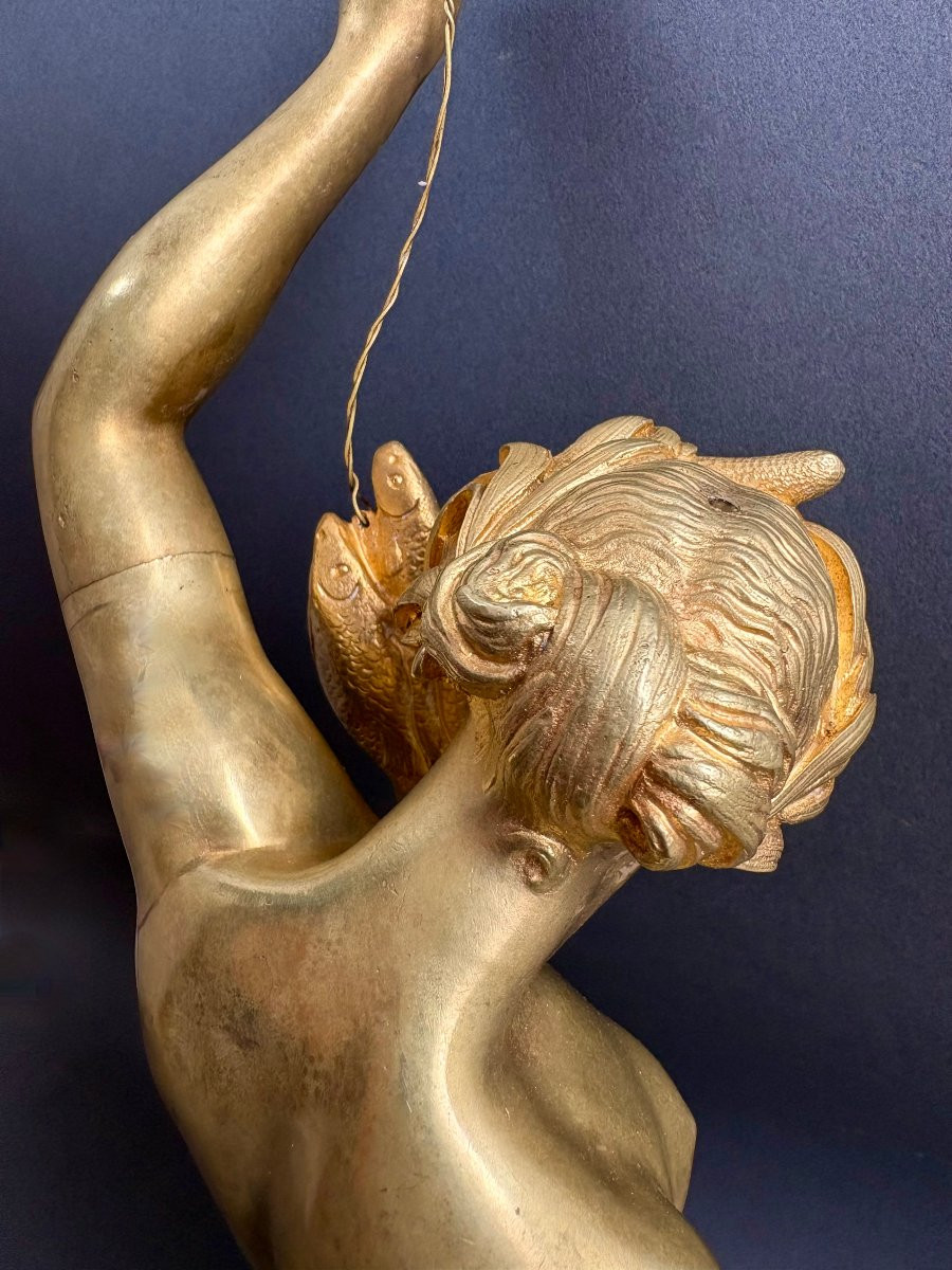 Grande Scultura in Bronzo Dorato nel gusto di Carpeaux XIX secolo-photo-7