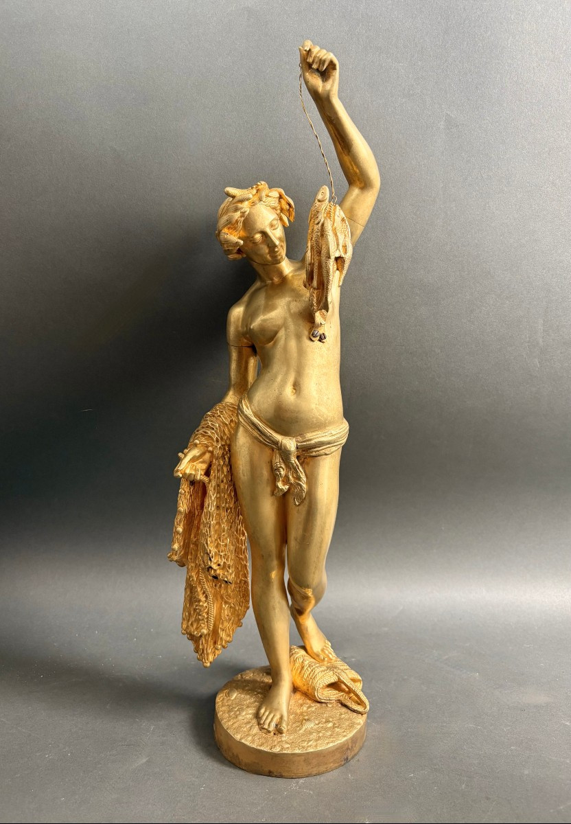 Grande Scultura in Bronzo Dorato nel gusto di Carpeaux XIX secolo