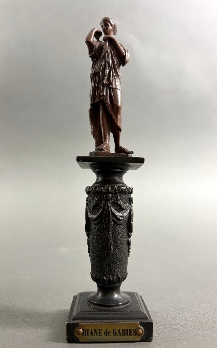 Coppia di Statuette in Bronzo Neoclassiche Souvenir del Grand Tour XIX-photo-2