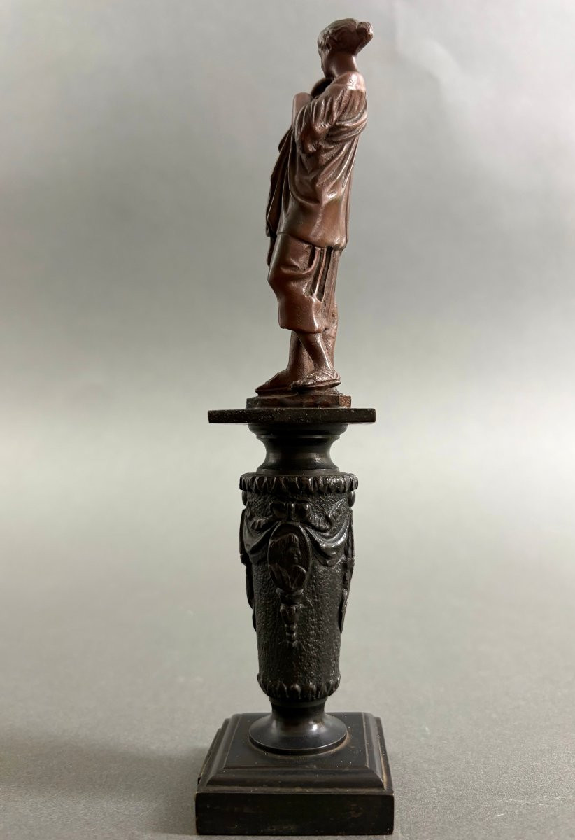 Coppia di Statuette in Bronzo Neoclassiche Souvenir del Grand Tour XIX-photo-6