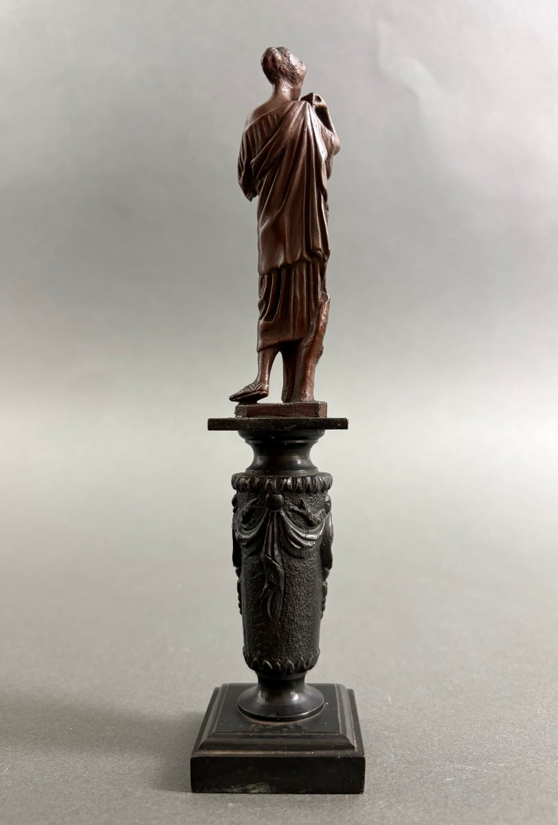 Coppia di Statuette in Bronzo Neoclassiche Souvenir del Grand Tour XIX-photo-7