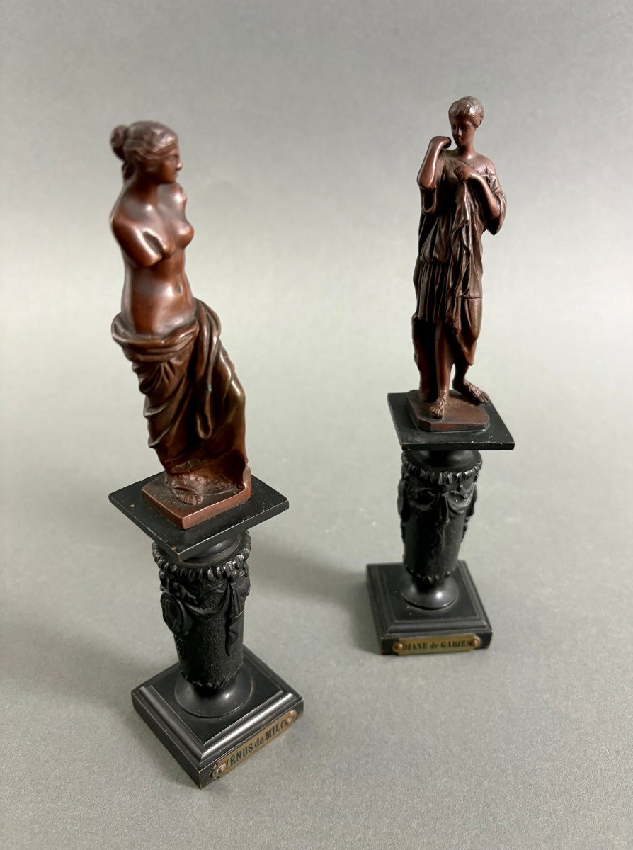 Coppia di Statuette in Bronzo Neoclassiche Souvenir del Grand Tour XIX-photo-8