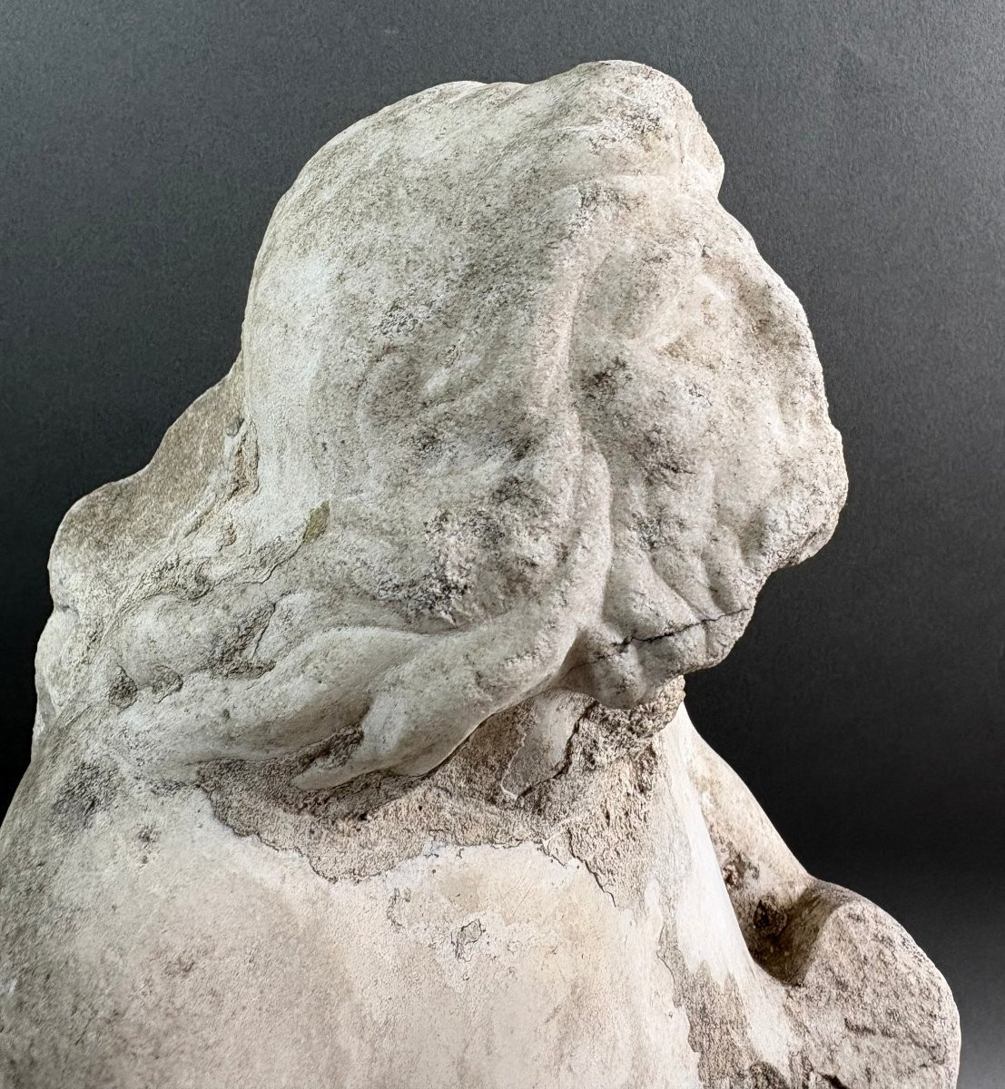 Tritone in Marmo Frammento di Scultura Italia XVII secolo-photo-1