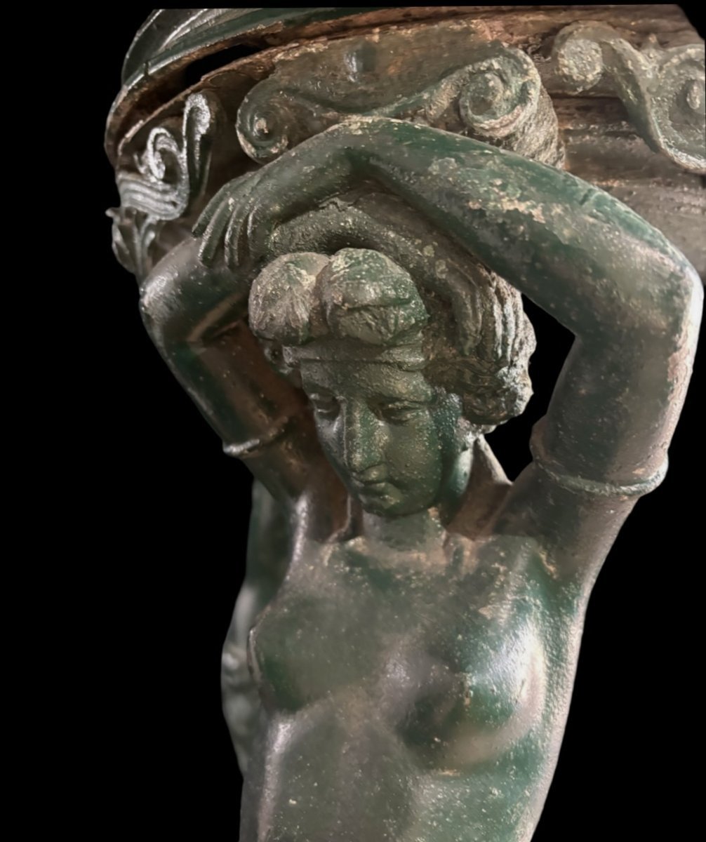 Rara Giardiniera a Tripode con Cariatidi, Fonderia d'Arte Parigina, XIX secolo-photo-3
