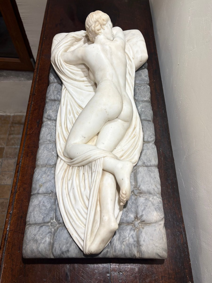 Ermafrodito Dormiente Grande Scultura Neoclassica in Marmo -photo-4
