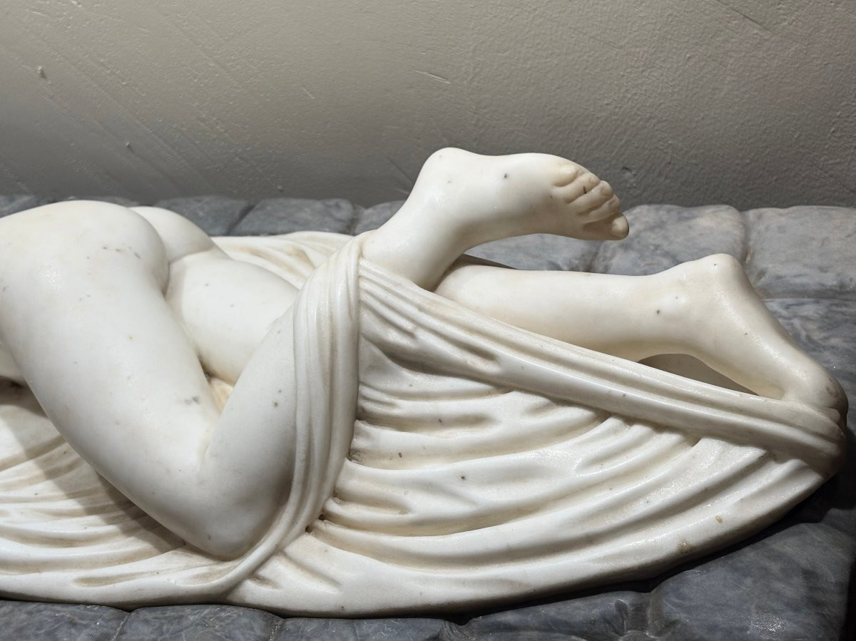Ermafrodito Dormiente Grande Scultura Neoclassica in Marmo -photo-4
