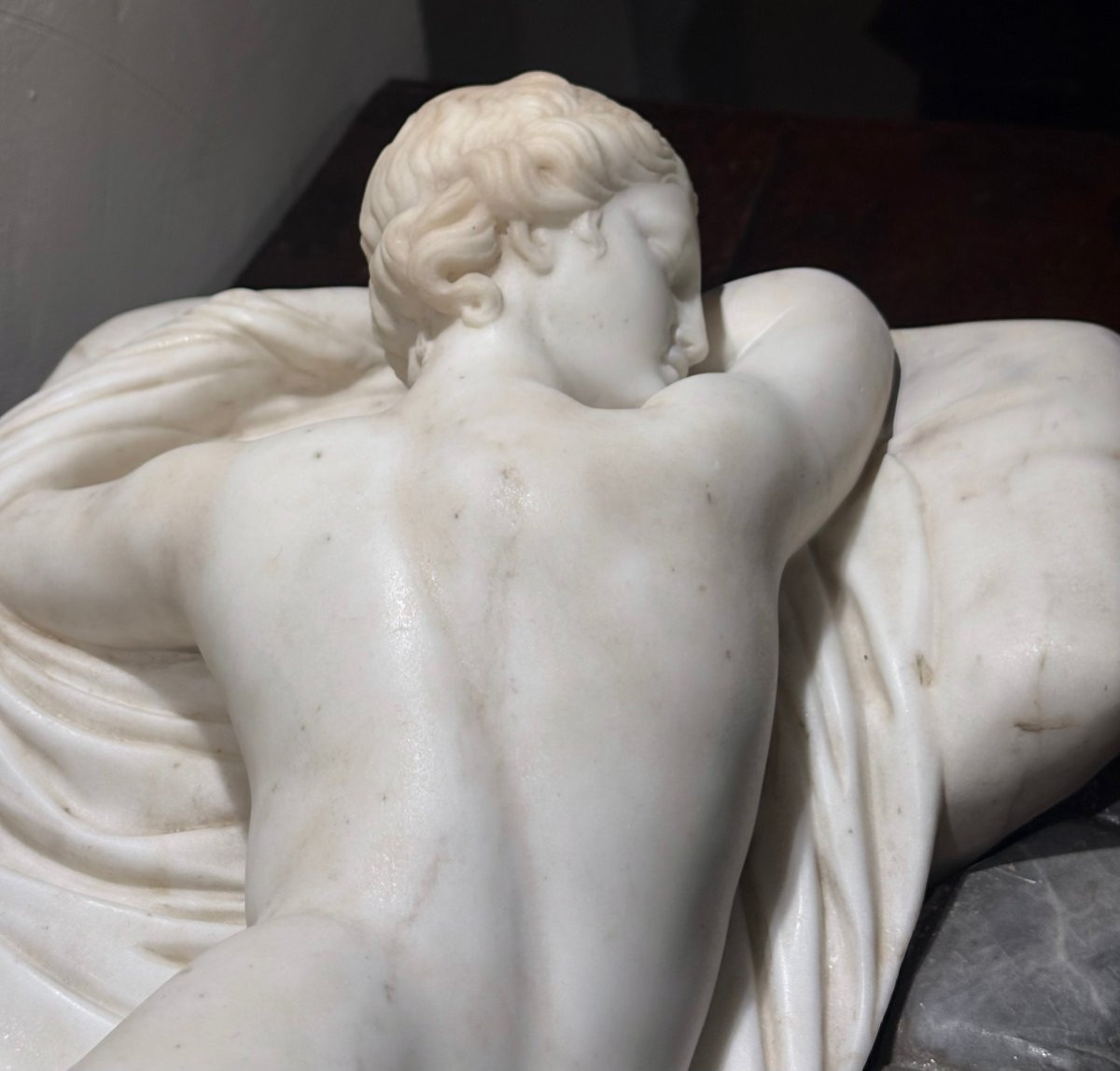 Ermafrodito Dormiente Grande Scultura Neoclassica in Marmo -photo-5
