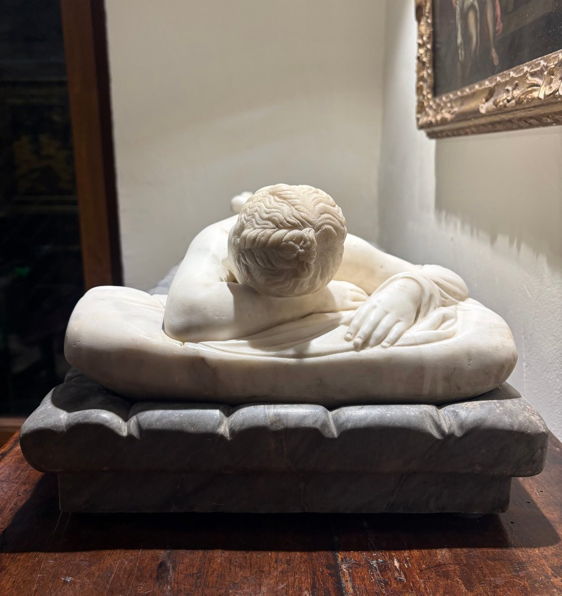 Ermafrodito Dormiente Grande Scultura Neoclassica in Marmo -photo-6