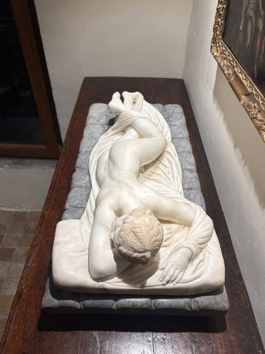 Ermafrodito Dormiente Grande Scultura Neoclassica in Marmo -photo-7