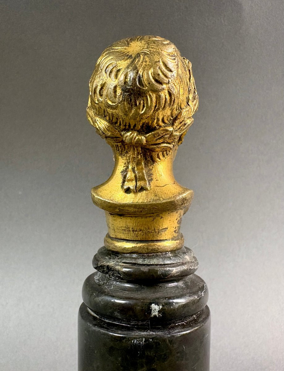 Busto di Napoleone Bronzo Dorato su Colonna Marmo epoca Impero-photo-2