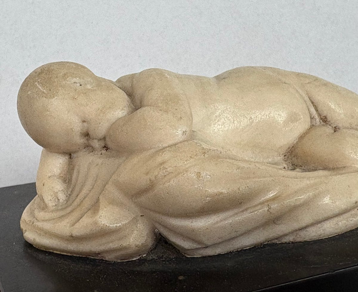 Scultura Marmo Grand Tour Putto Dormiente inizi XIX secolo-photo-2