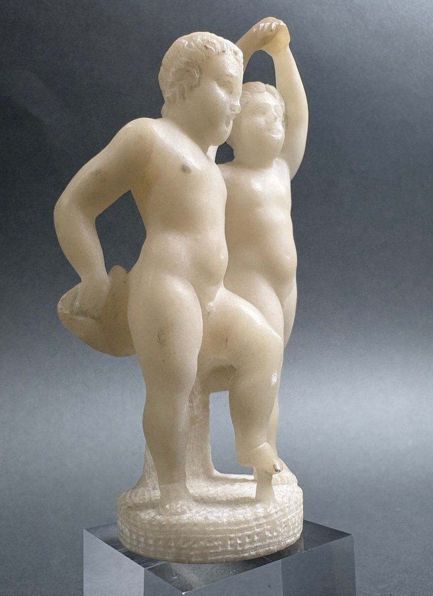 Scultura stile Rinascimento in Alabastro Putti Danzanti XIX secolo-photo-4