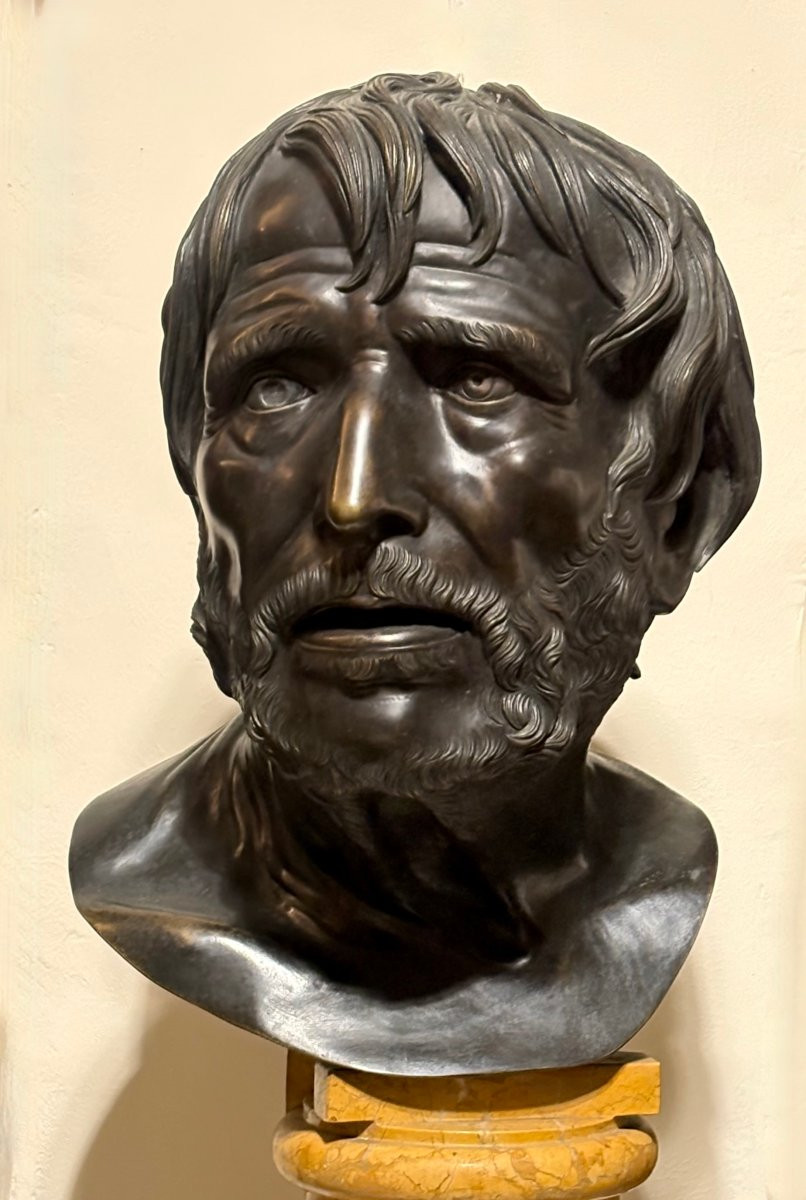 Grande Testa Bronzo Grand Tour Pseudo-Seneca Napoli fine XVIII secolo-photo-2