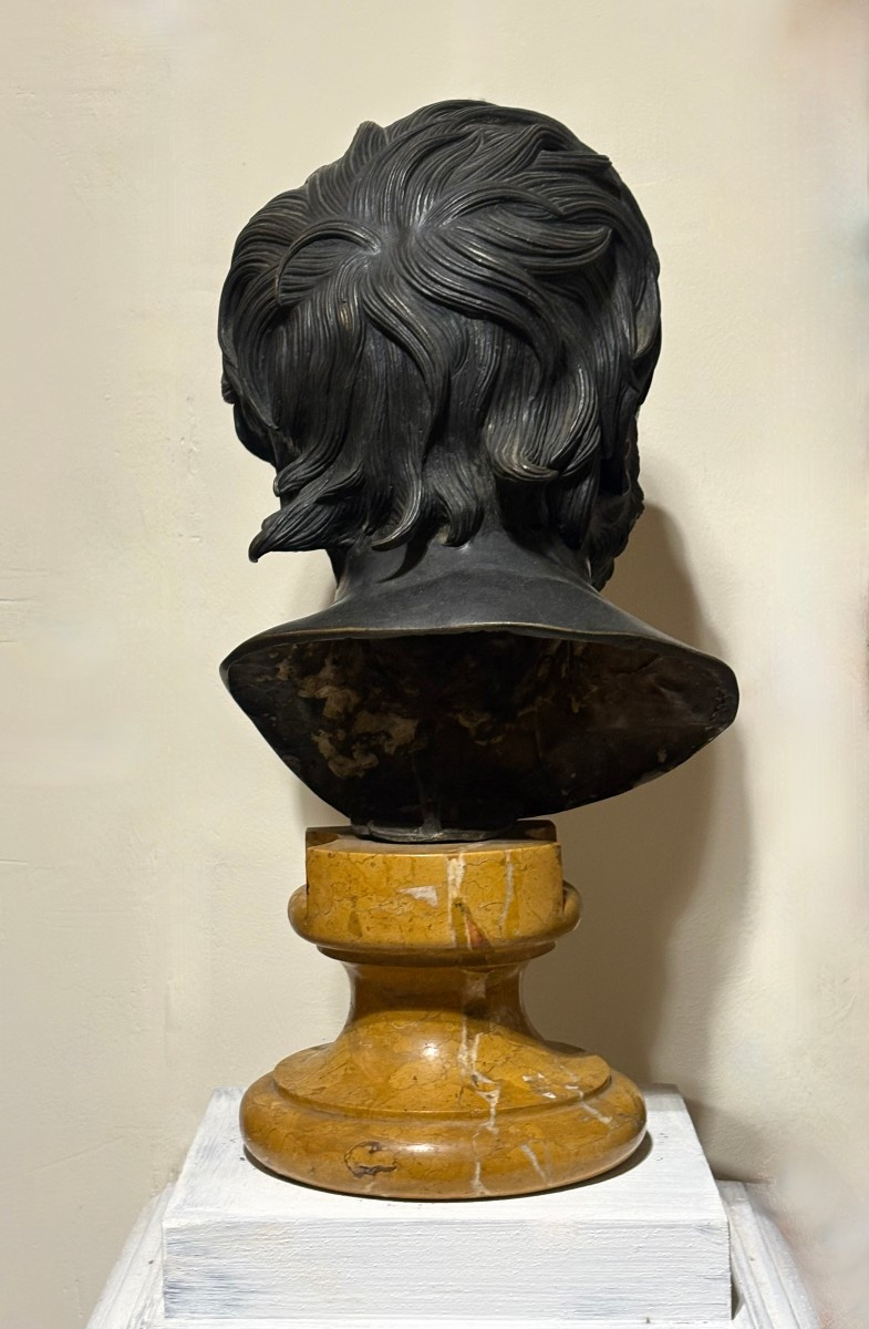 Grande Testa Bronzo Grand Tour Pseudo-Seneca Napoli fine XVIII secolo-photo-7