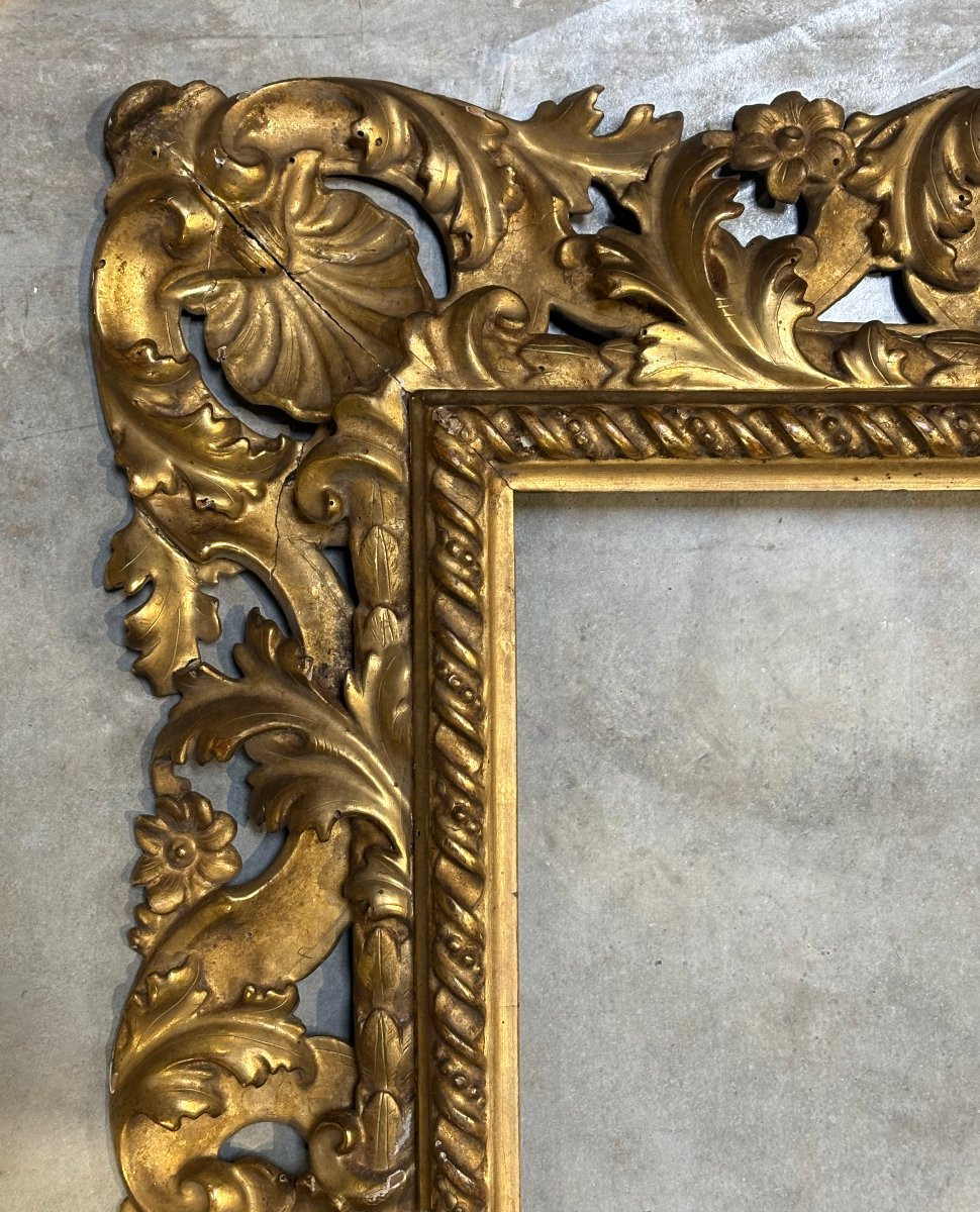 Grande Cornice Fiorentina Rococo Legno Dorato metà XVIII secolo-photo-3