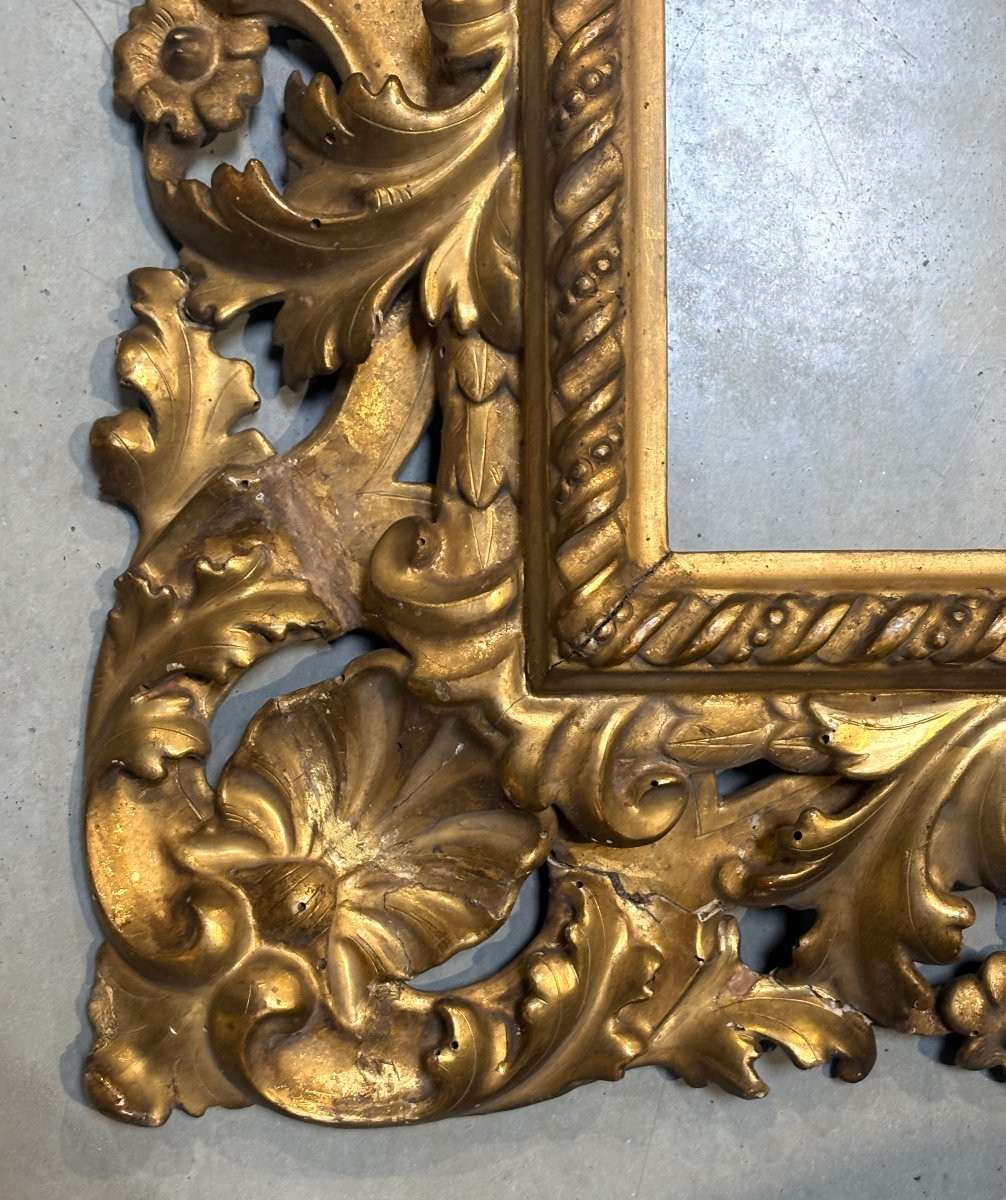 Grande Cornice Fiorentina Rococo Legno Dorato metà XVIII secolo-photo-4