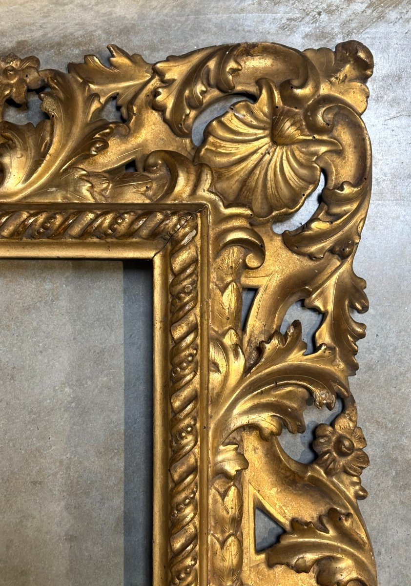 Grande Cornice Fiorentina Rococo Legno Dorato metà XVIII secolo-photo-2