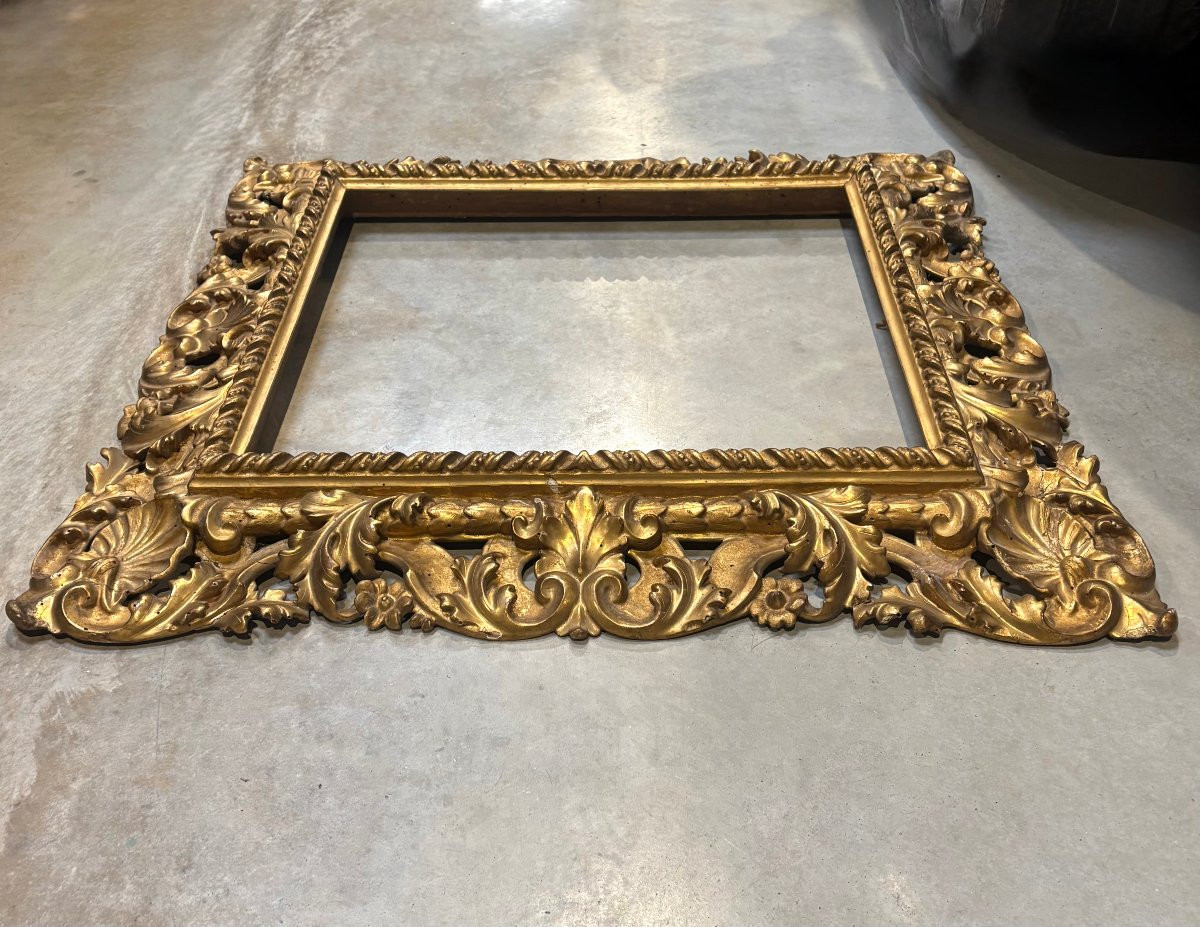 Grande Cornice Fiorentina Rococo Legno Dorato metà XVIII secolo-photo-5