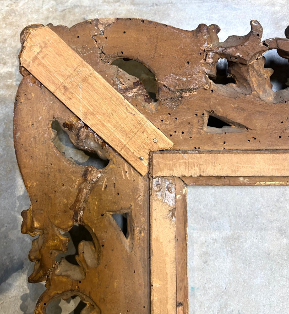 Grande Cornice Fiorentina Rococo Legno Dorato metà XVIII secolo-photo-6