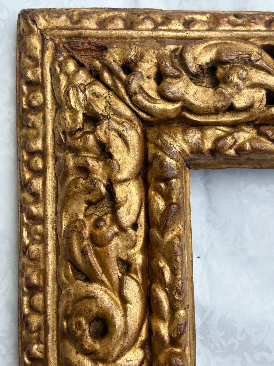 Piccola Cornice da Collezione Legno Scolpito e  Dorato XVII secolo-photo-3