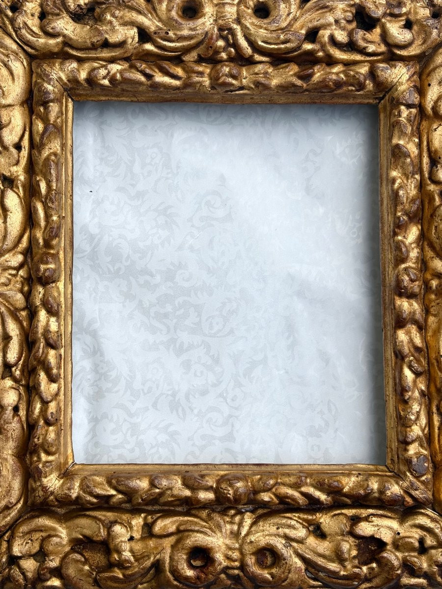 Piccola Cornice da Collezione Legno Scolpito e  Dorato XVII secolo-photo-4
