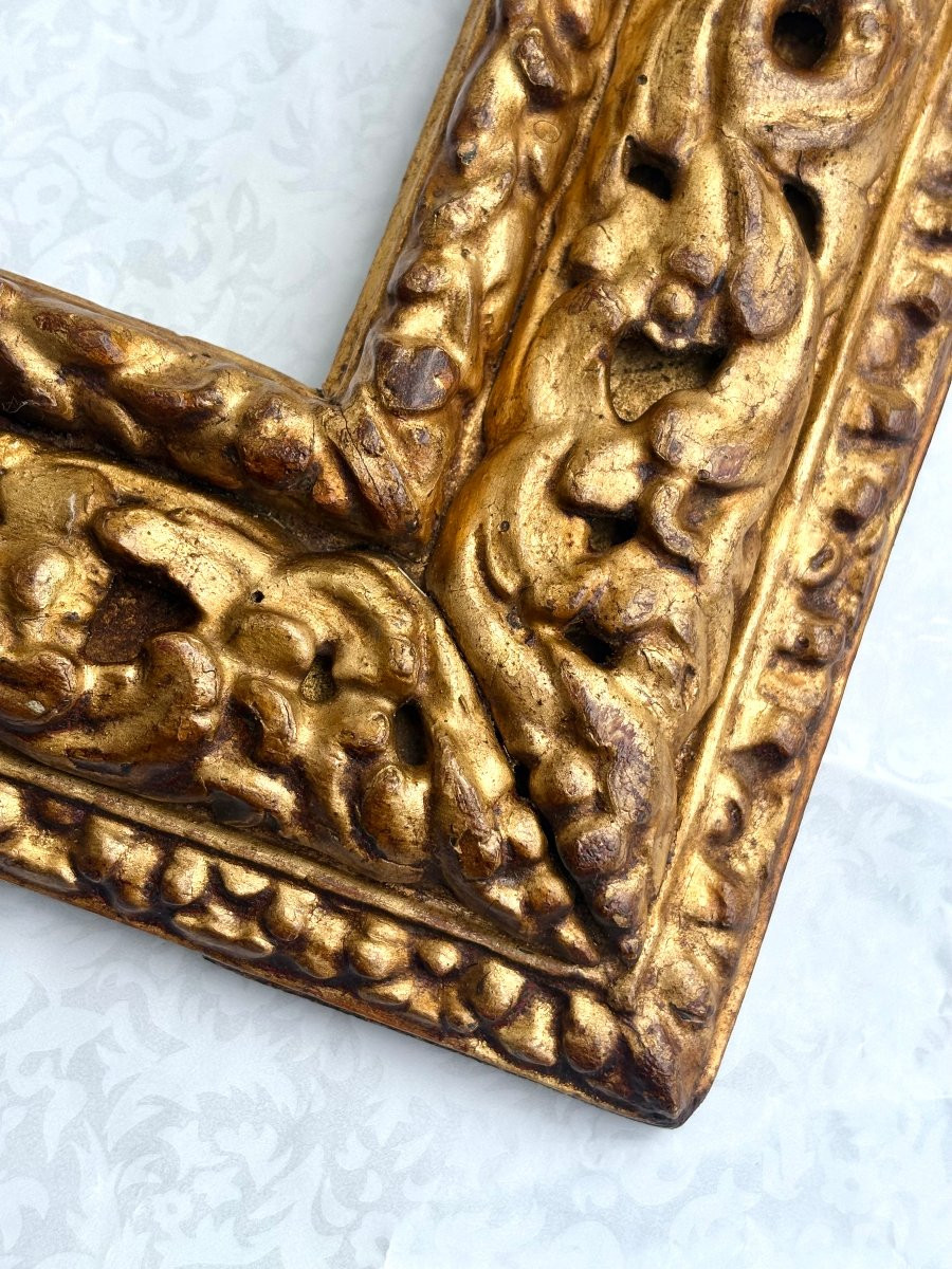 Piccola Cornice da Collezione Legno Scolpito e  Dorato XVII secolo-photo-1