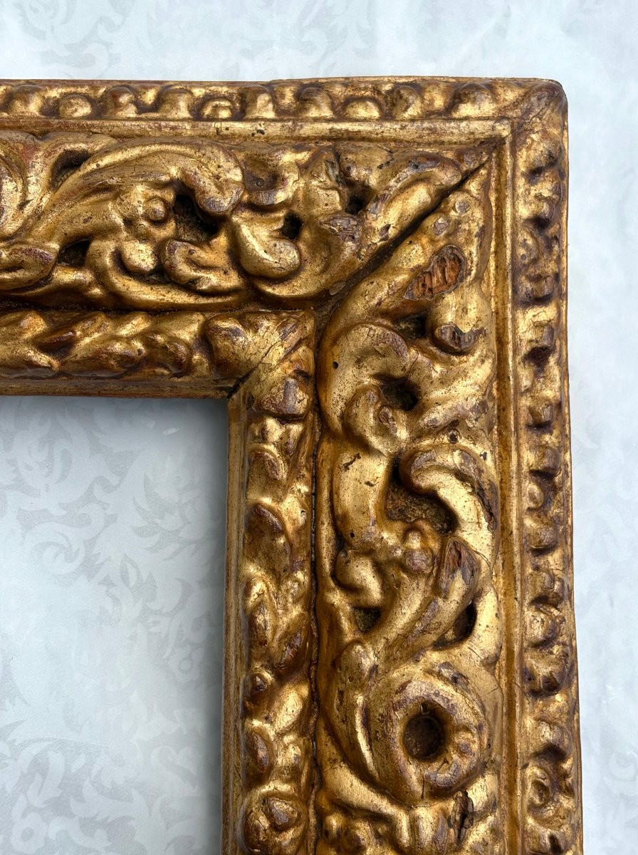 Piccola Cornice da Collezione Legno Scolpito e  Dorato XVII secolo-photo-2