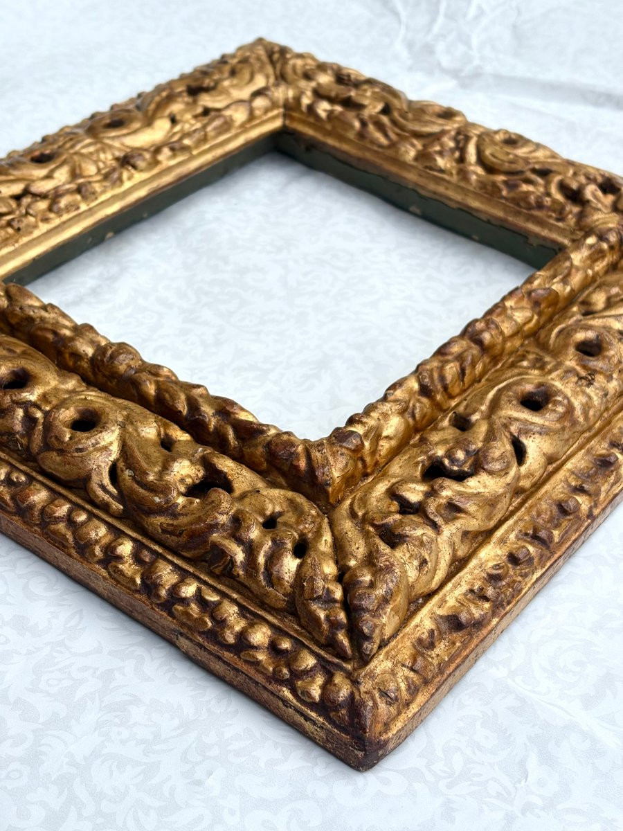 Piccola Cornice da Collezione Legno Scolpito e  Dorato XVII secolo-photo-4