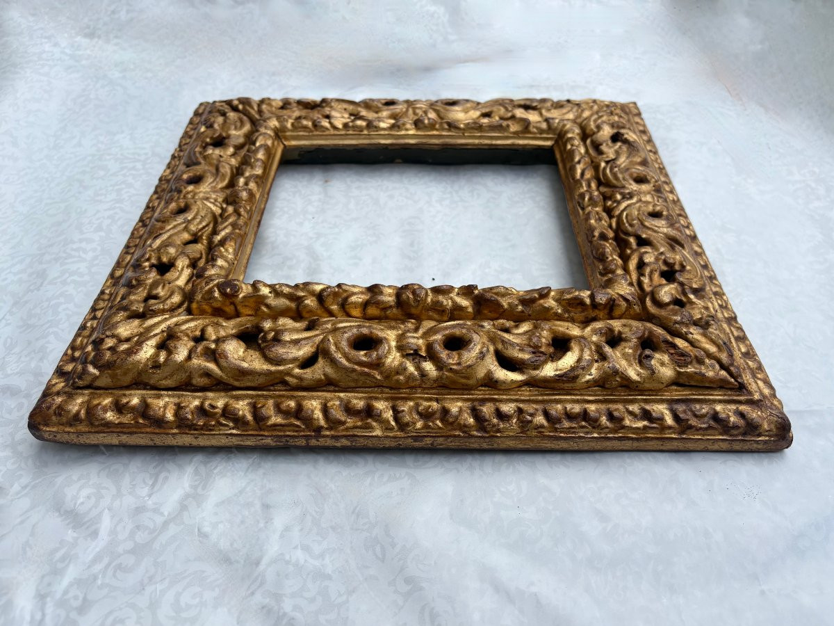 Piccola Cornice da Collezione Legno Scolpito e  Dorato XVII secolo-photo-5