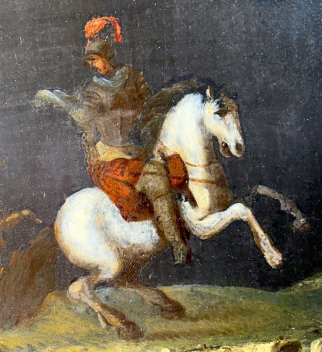 Scena di Battaglia Dipinto su Ardesia XVII secolo-photo-3