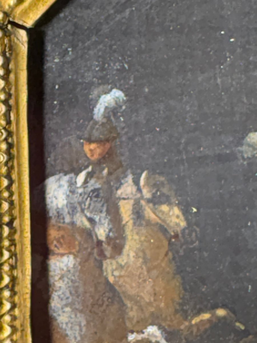 Scena di Battaglia Dipinto su Ardesia XVII secolo-photo-6