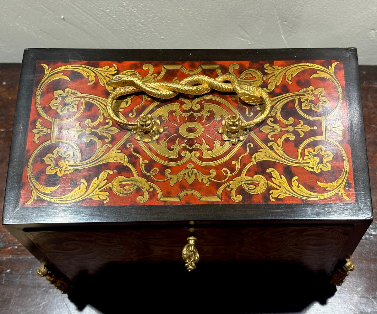Monetiere in Marqueterie Boulle firmato "SUSSE Frères" epoca Napoleone III-photo-3