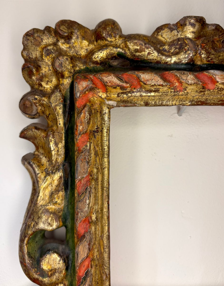 Cornice da Collezione Barocca Legno Dorato e Laccato XVII-photo-2