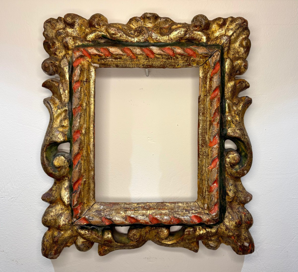 Cornice da Collezione Barocca Legno Dorato e Laccato XVII
