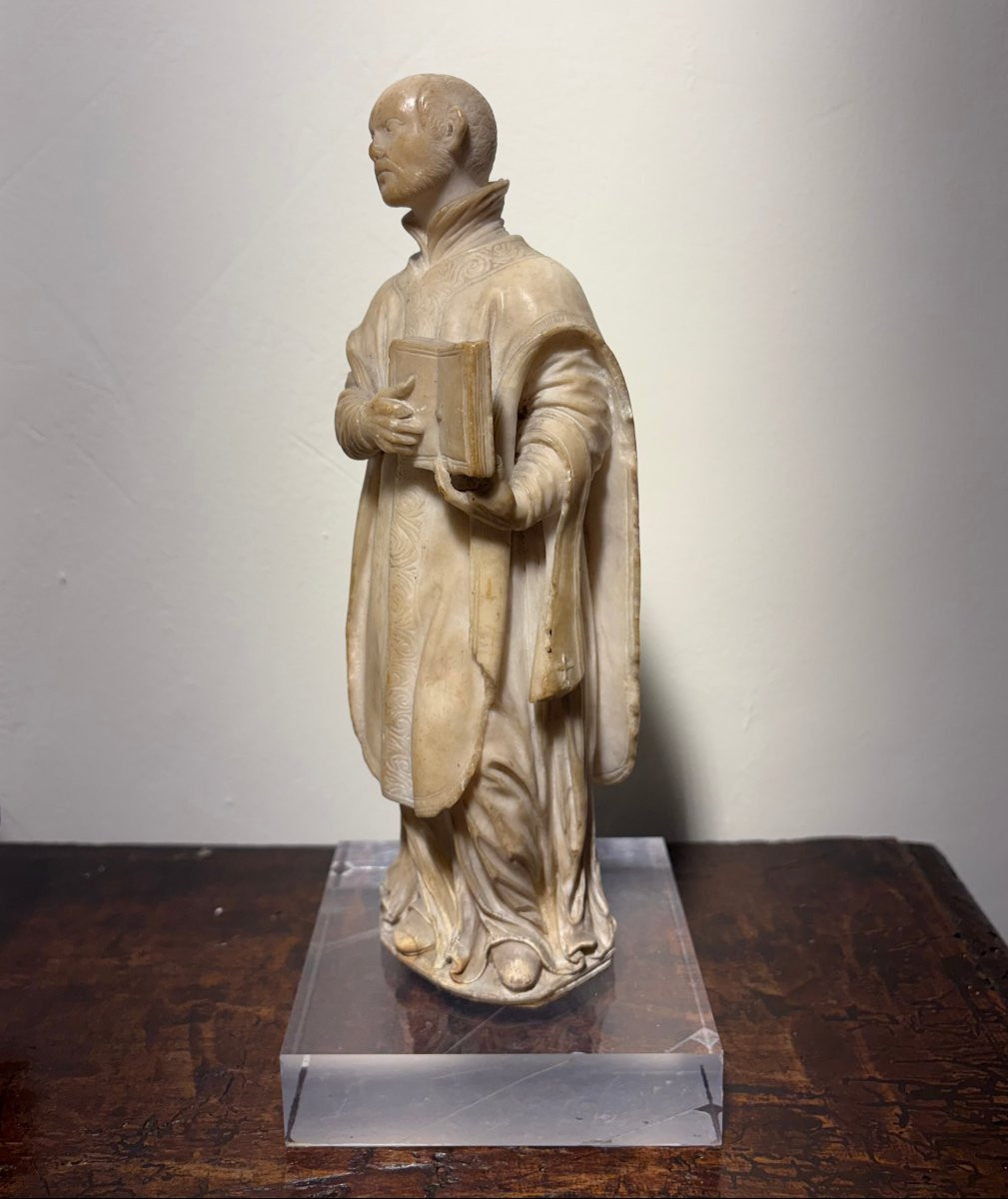 Scultura Barocca in Alabastro sant'Ignazio di Loyola Italia XVII secolo-photo-2