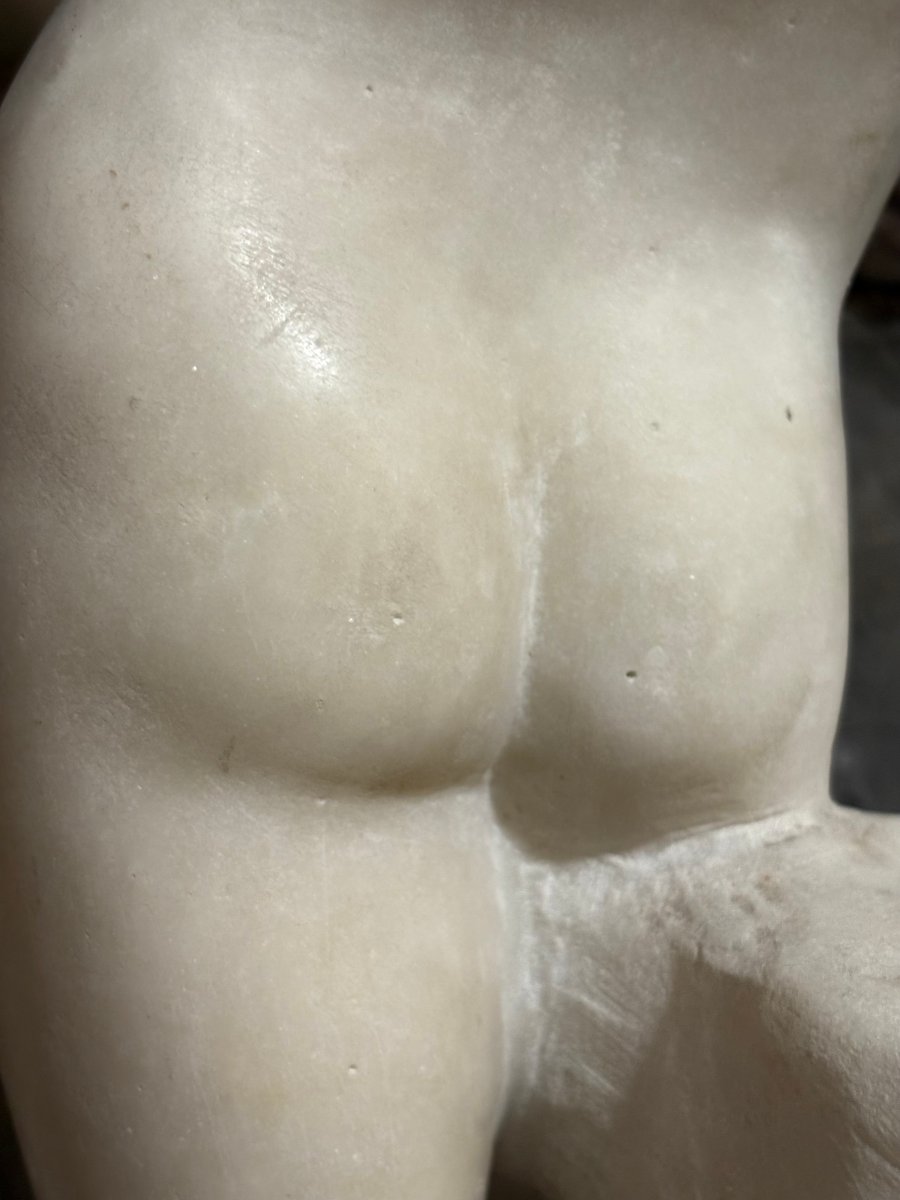 Scultura Neoclassica Efebo Arpocratico in Marmo Roma XVIII secolo-photo-4