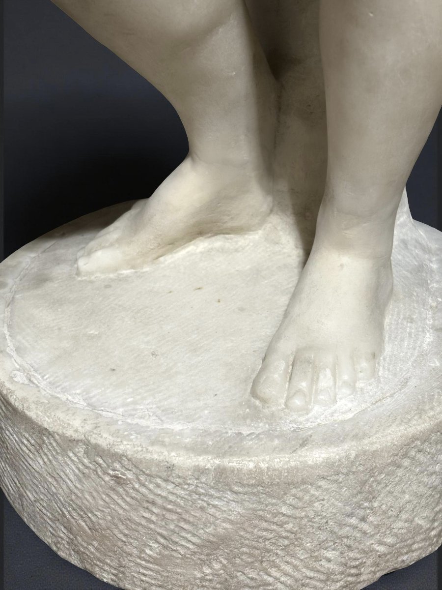 Scultura Neoclassica Efebo Arpocratico in Marmo Roma XVIII secolo-photo-5
