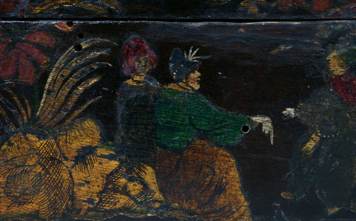 Scatola Veneziana del XVII secolo Laccata e Dorata -photo-3