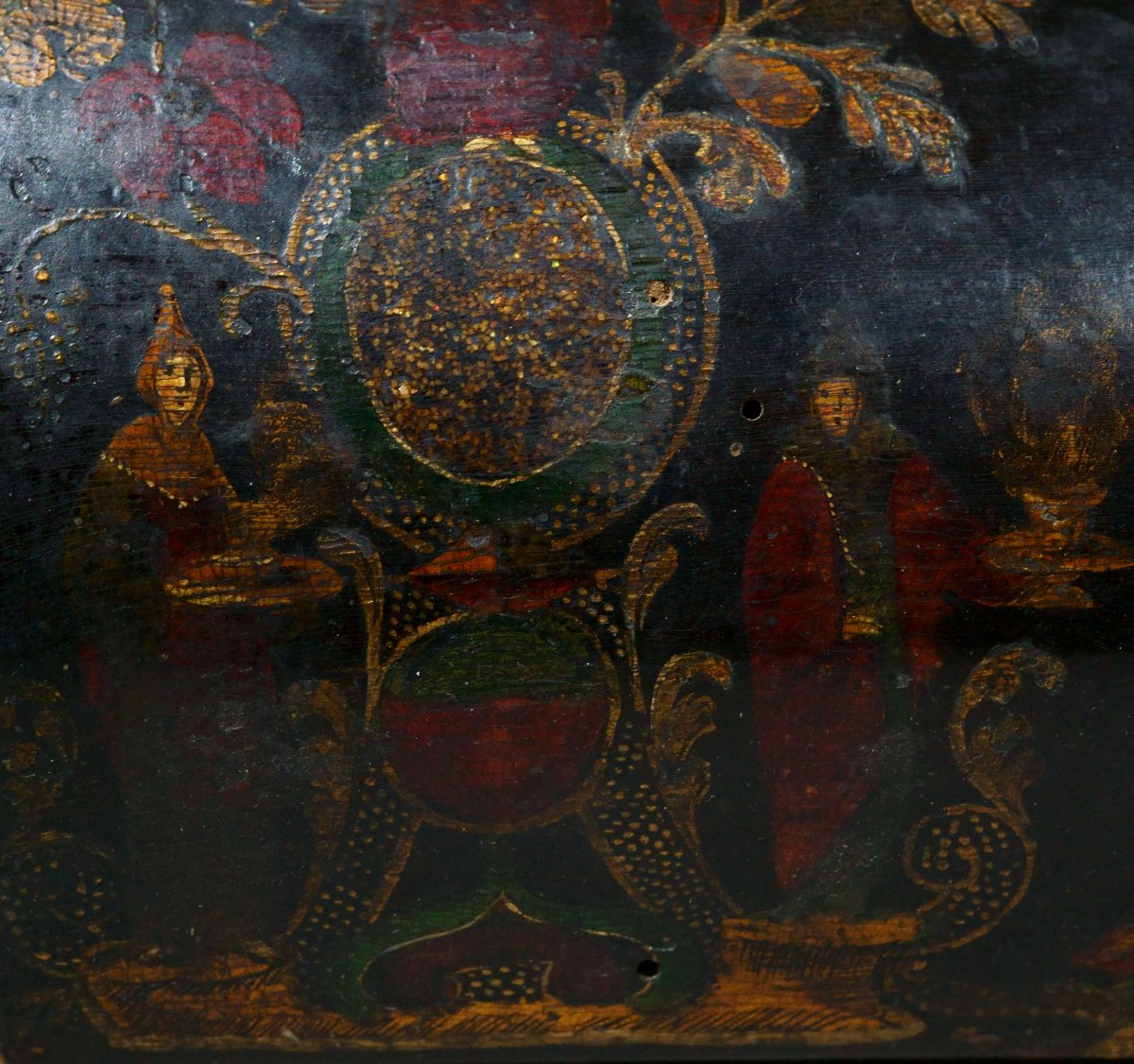 Scatola Veneziana del XVII secolo Laccata e Dorata -photo-4