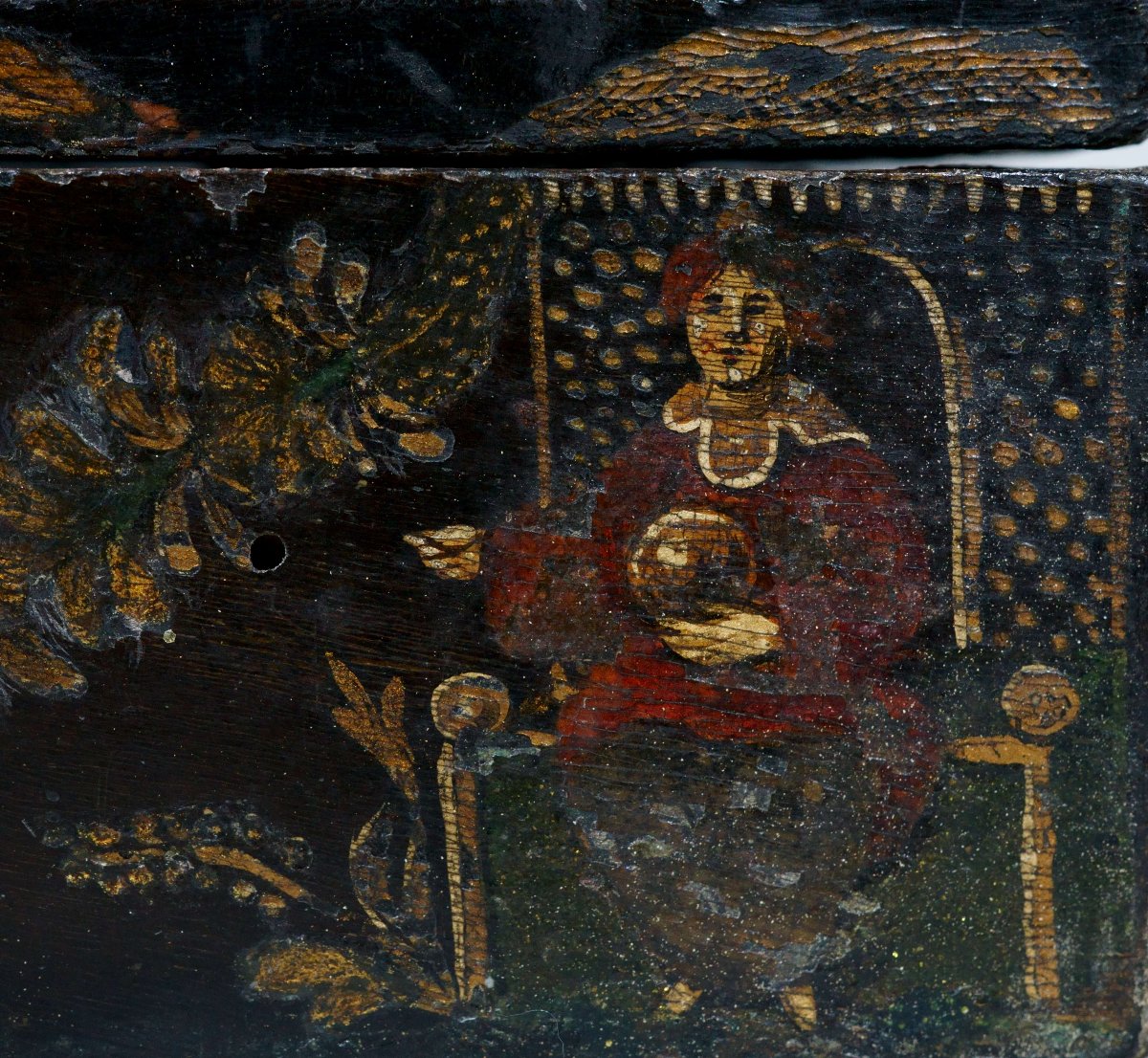 Scatola Veneziana del XVII secolo Laccata e Dorata -photo-5