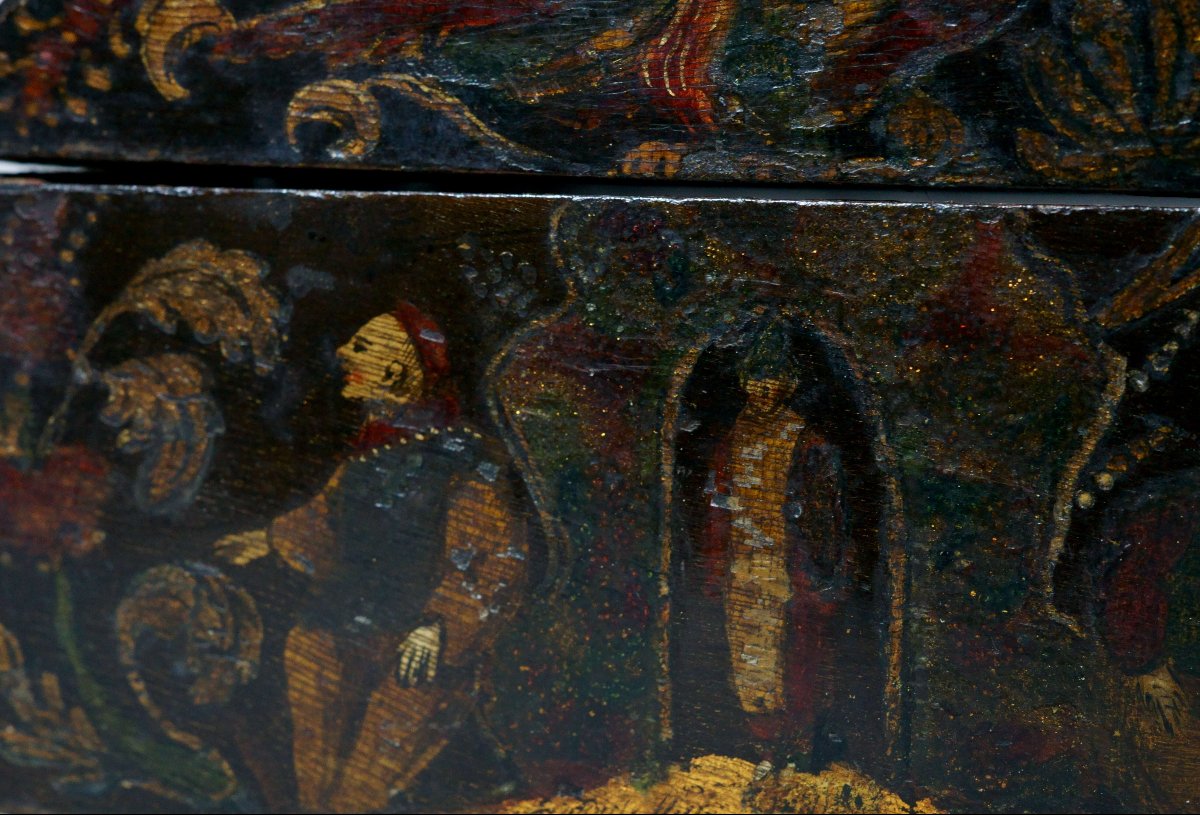 Scatola Veneziana del XVII secolo Laccata e Dorata -photo-6