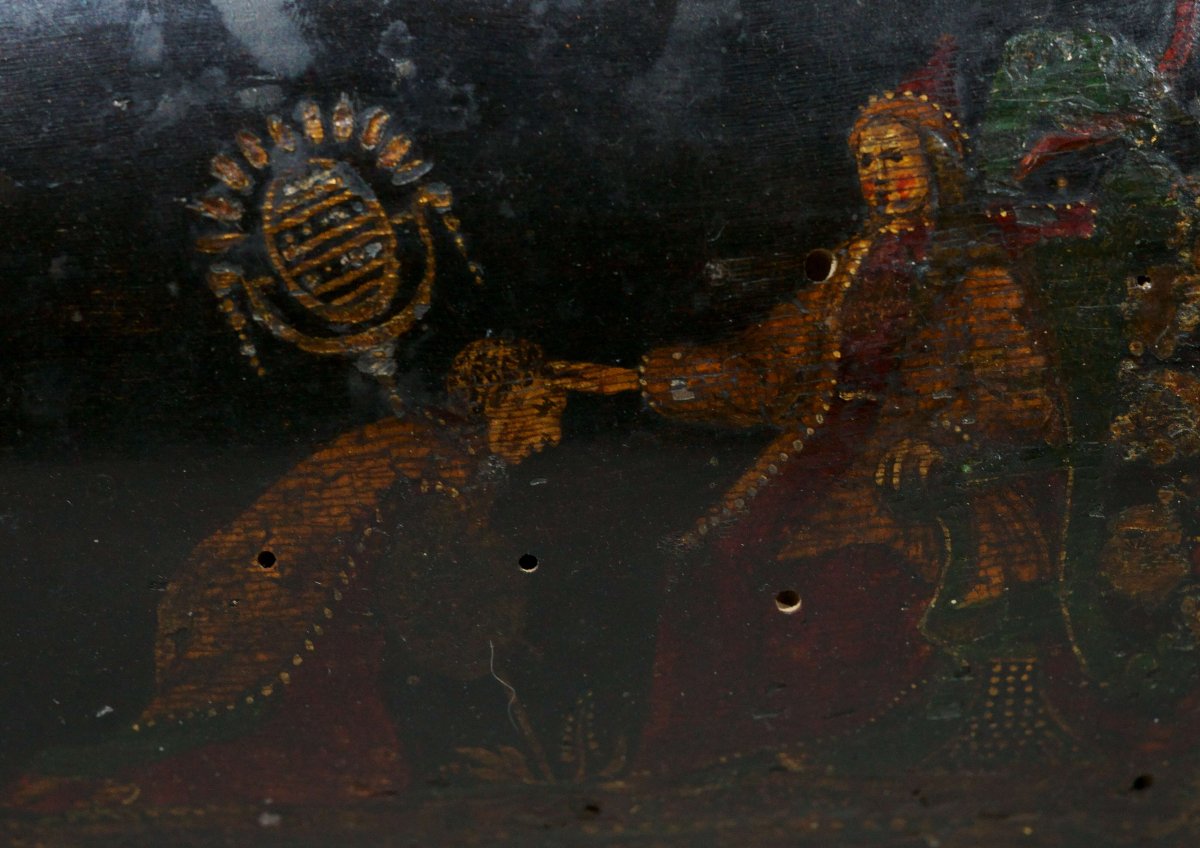 Scatola Veneziana del XVII secolo Laccata e Dorata -photo-7