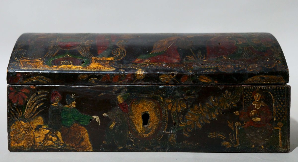 Scatola Veneziana del XVII secolo Laccata e Dorata 