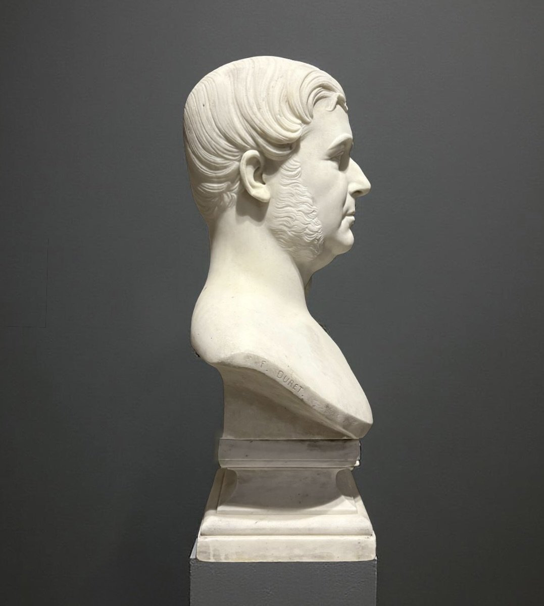 Francisque-Joseph Duret (1804-1865) Busto Virile in Marmo-photo-1
